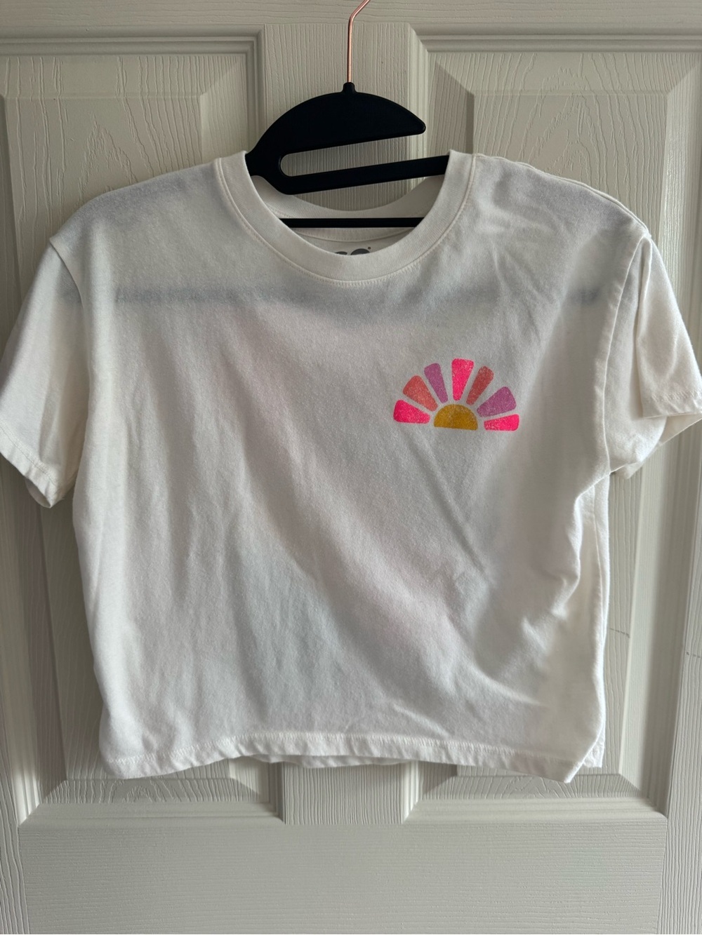 SO White Tee with Pink & Yellow Sun Graphic